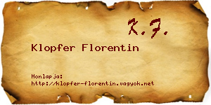 Klopfer Florentin névjegykártya